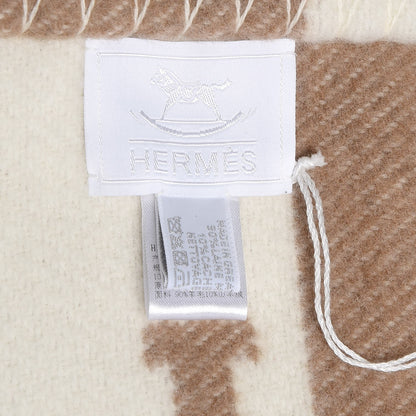 Hermes Wool Cashmere Avalon Baby Blanket Noisette Moyen White 6 of 6