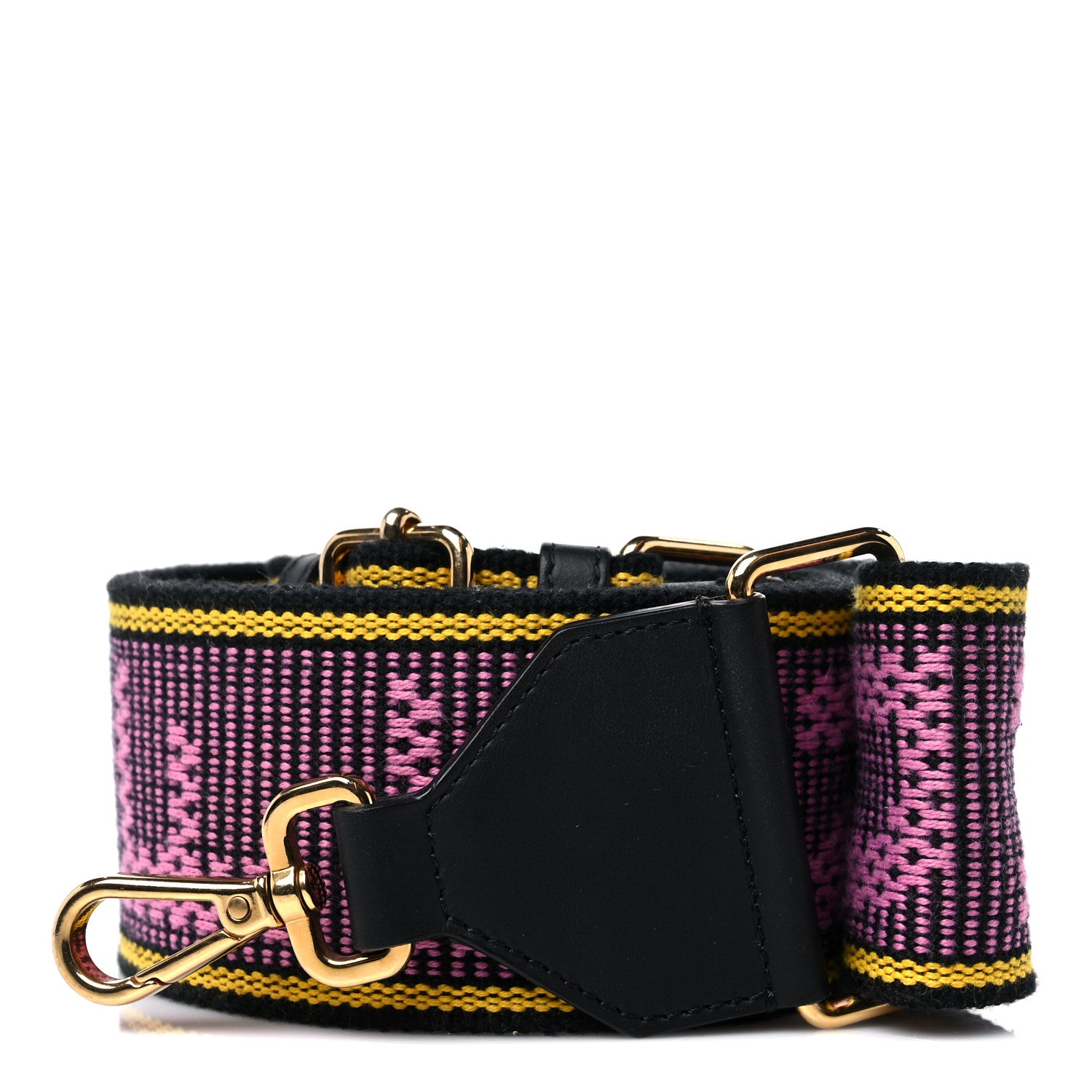 Fendi Cannete Ribbon Poly Vitello Century Logo Adjustable Strap You Lollipop Limon Black 1 of 5