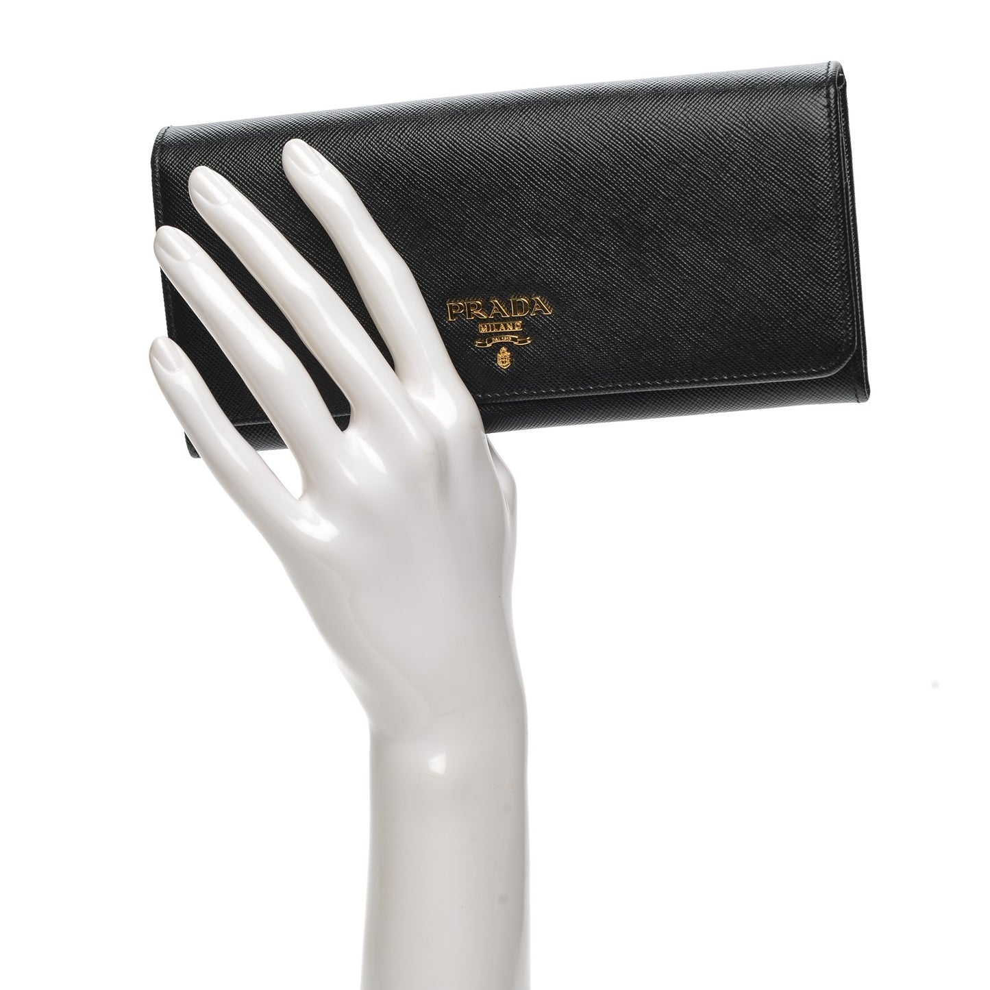 Saffiano Metal Continental Flap Wallet Nero Black