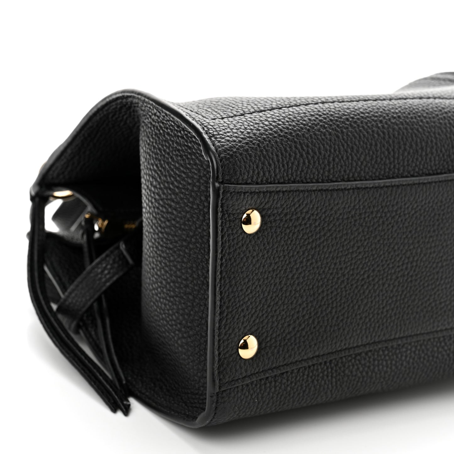 Hammered Calfskin Double Handle Small Amy Tote Black