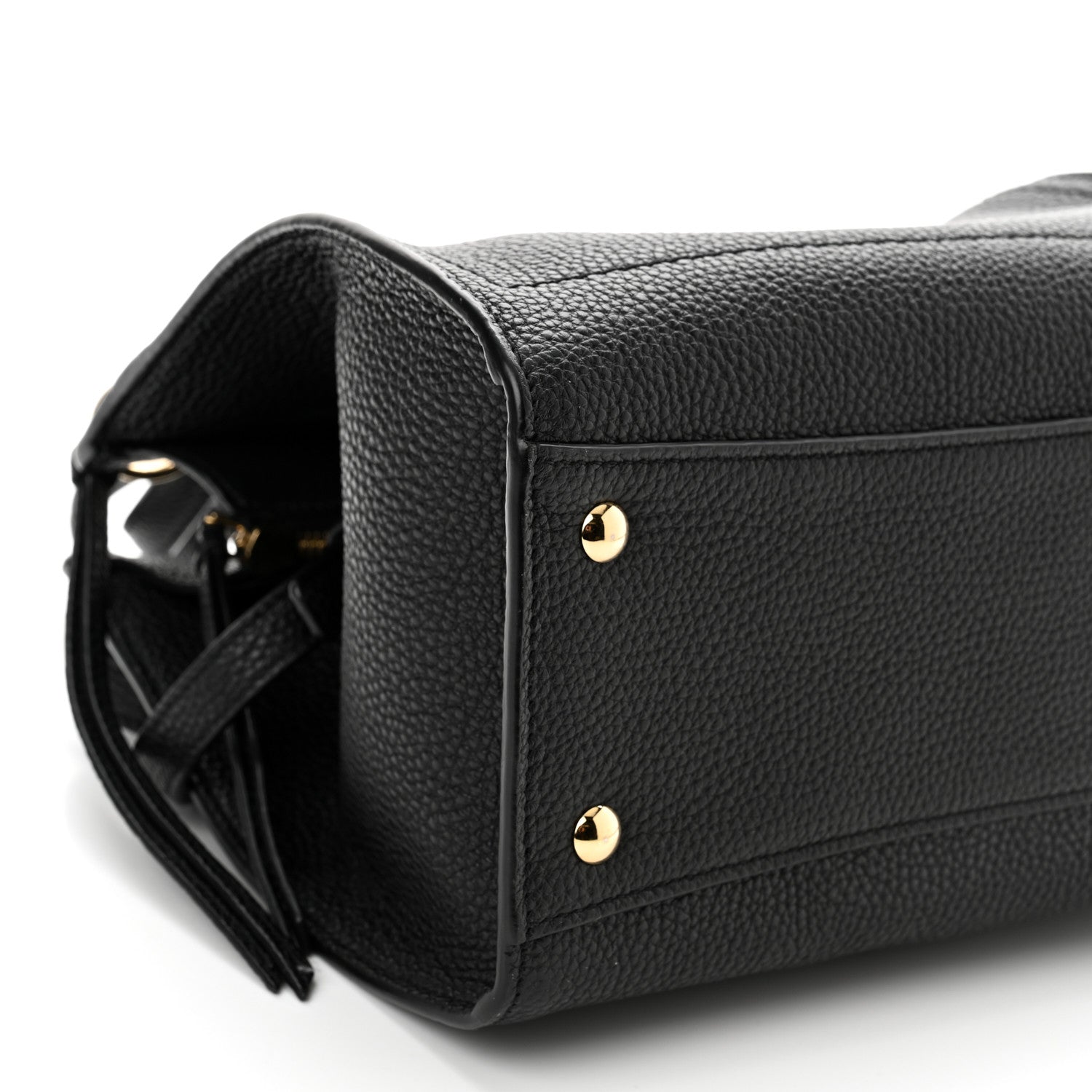Salvatore Ferragamo Hammered Calfskin Double Handle Small Amy Tote Black 9 of 10
