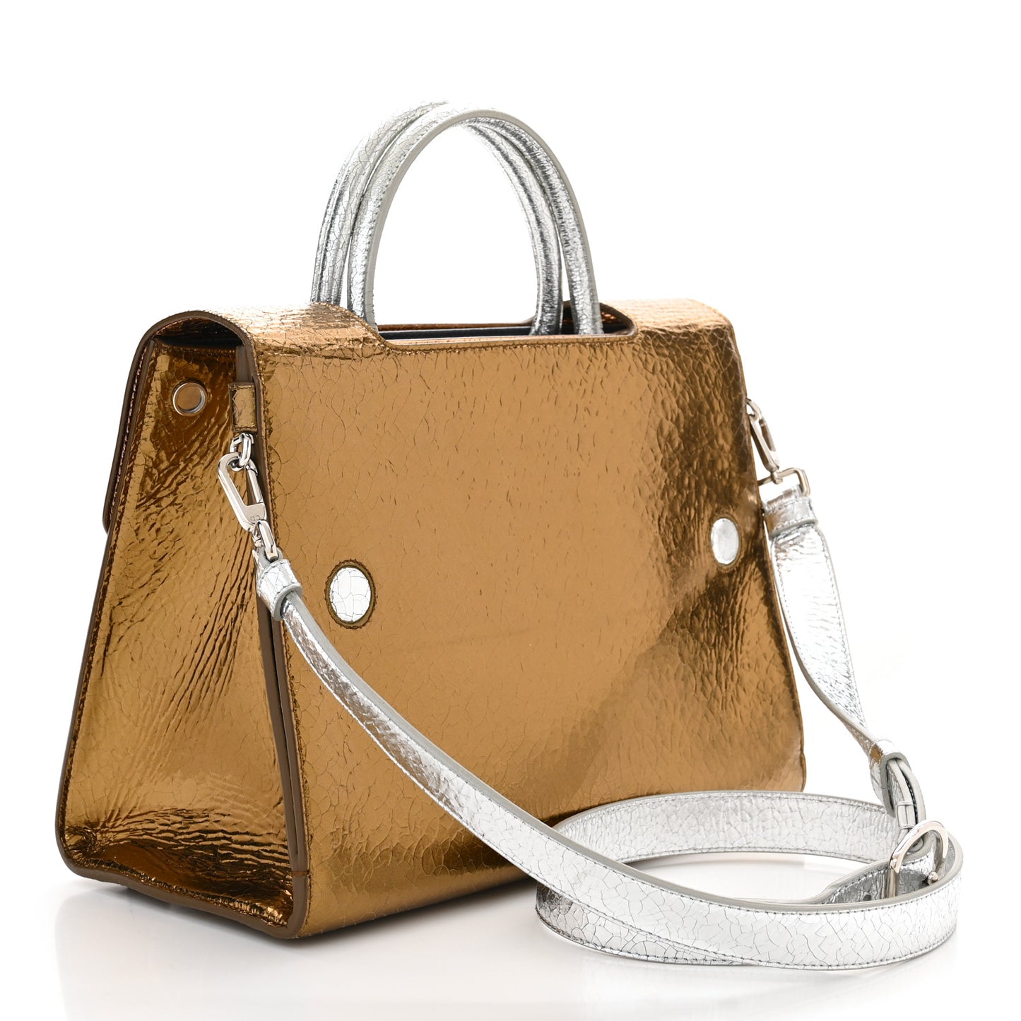 Metallic Calfskin Medium Diorever Flap Bronze