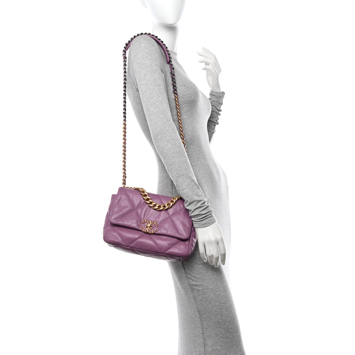 Goatskin Quilted Medium Chanel 19 Flap Violet Purple