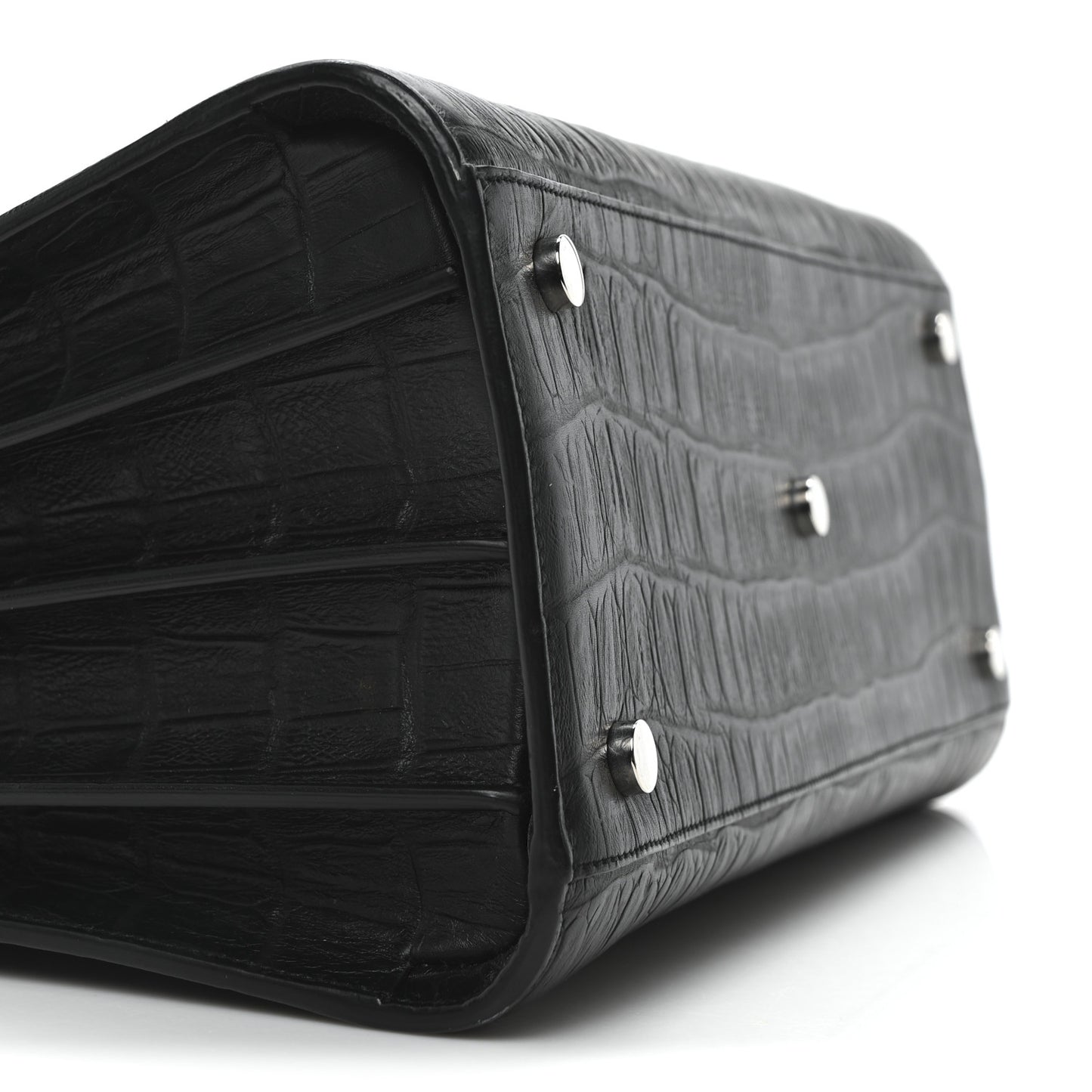 Calfskin Crocodile Embossed Small Supple Sac de Jour Black