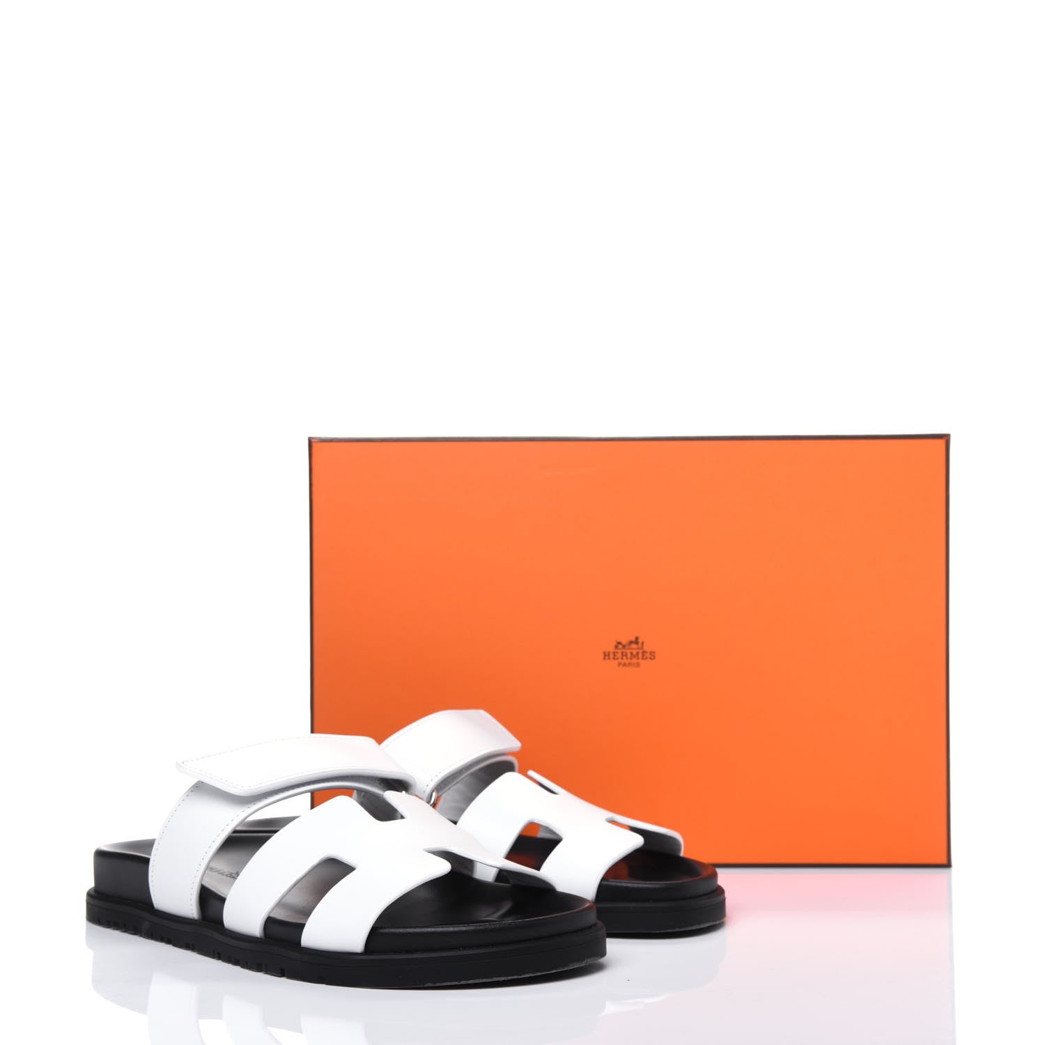 Hermes Calfskin Womens Chypre Sandals 37 White 9 of 9