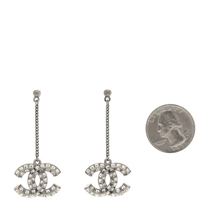 Chanel Baguette Crystal CC Drop Earrings Silver 2 of 5
