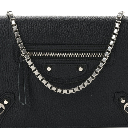 Balenciaga Grained Calfskin Classic Silver Hardware Wallet on Chain Black 8 of 12