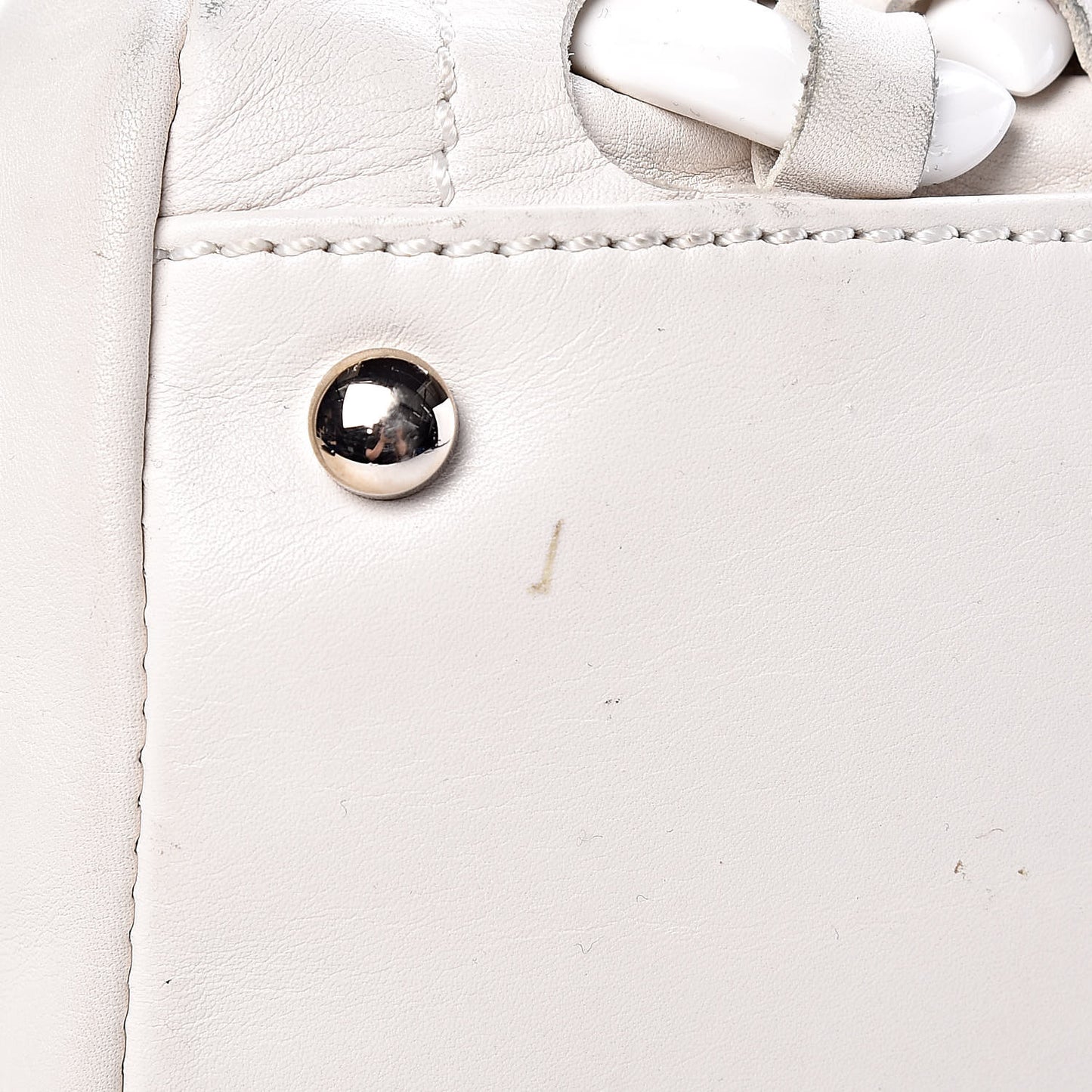 Calfskin Modern Chain Rhodoid East West Tote White