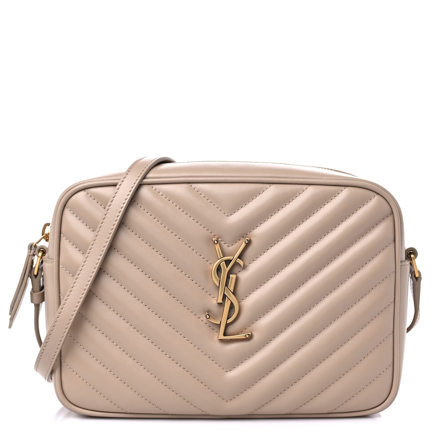 Saint Laurent Calfskin Matelasse Monogram Lou Camera Bag Dark Beige 1 of 10