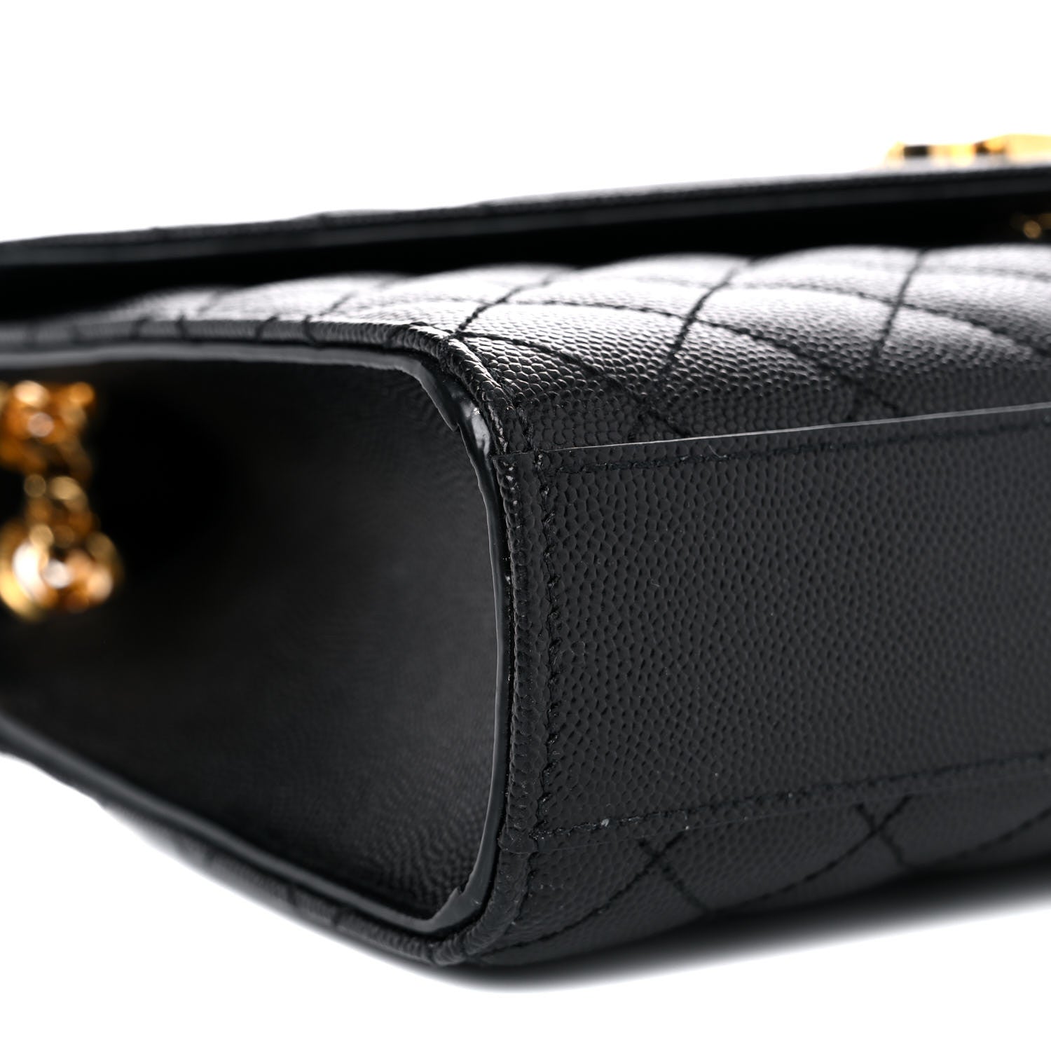 Saint Laurent Grain De Poudre Textured Mixed Matelasse Triquilt Medium Monogram Satchel Black 8 of 8
