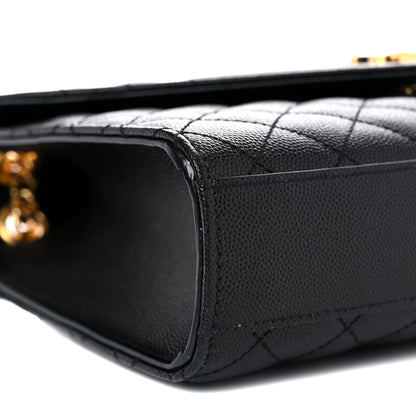 Saint Laurent Grain De Poudre Textured Mixed Matelasse Triquilt Medium Monogram Satchel Black 8 of 8