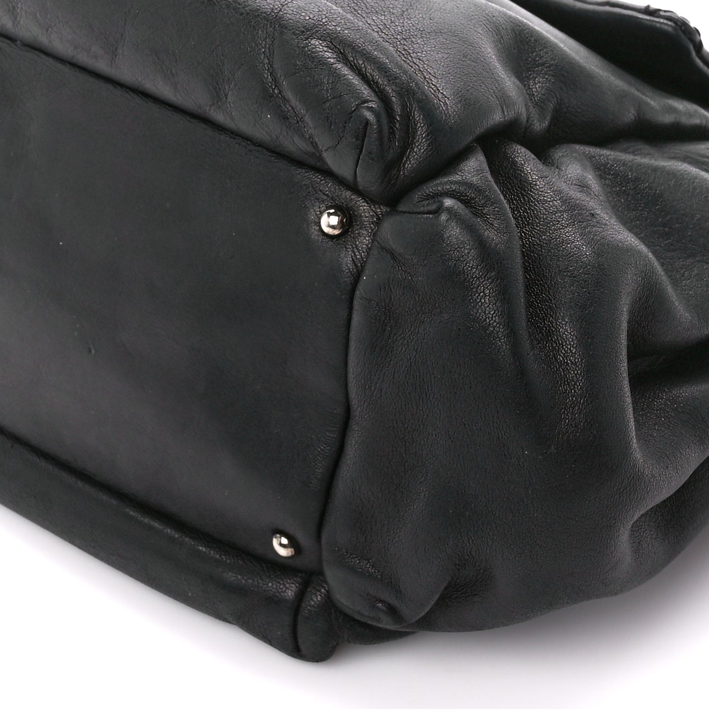 Lambskin Quilted Accordion Flap Black