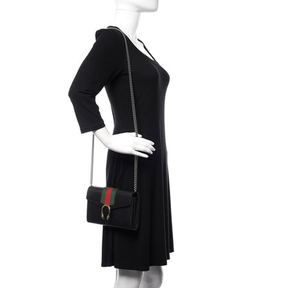 Gucci Calfskin Web Mini Dionysus Chain Wallet Black 2 of 15