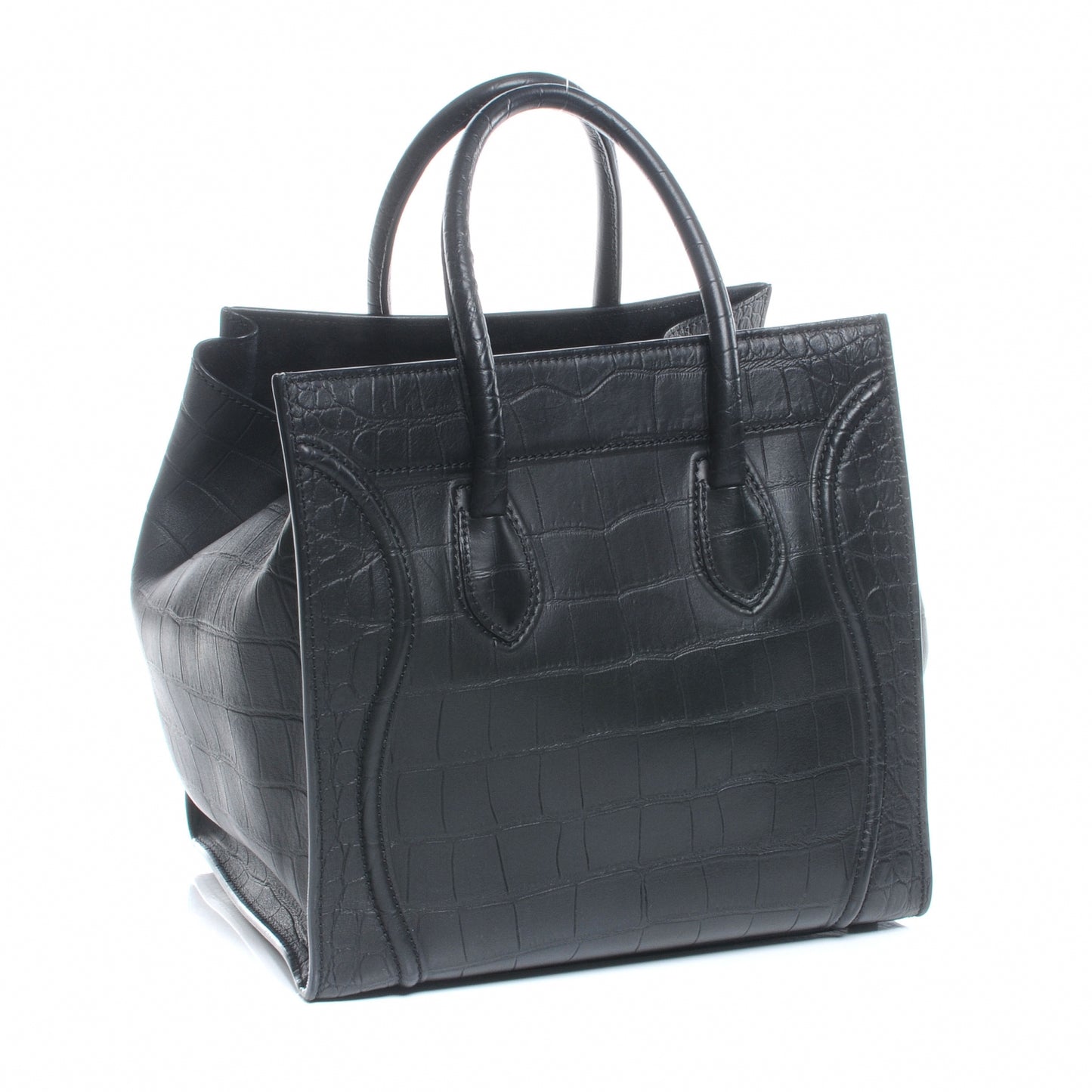Crocodile Embossed Small Phantom Luggage Black