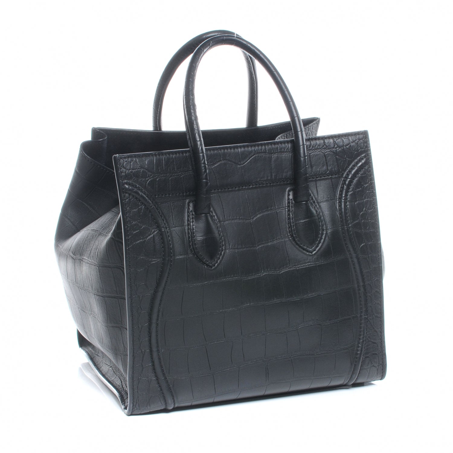 Celine Crocodile Embossed Small Phantom Luggage Black 4 of 7
