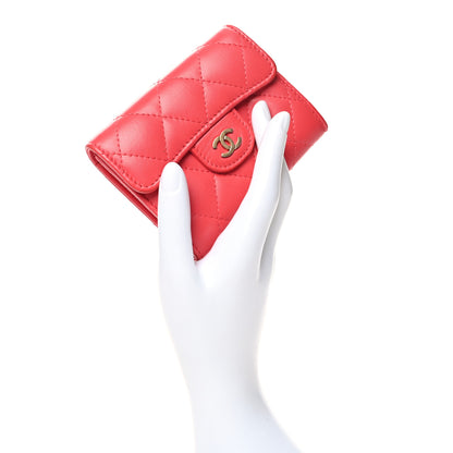 Chanel Lambskin Quilted Flap Card Holder Wallet Coral 2 of 13
