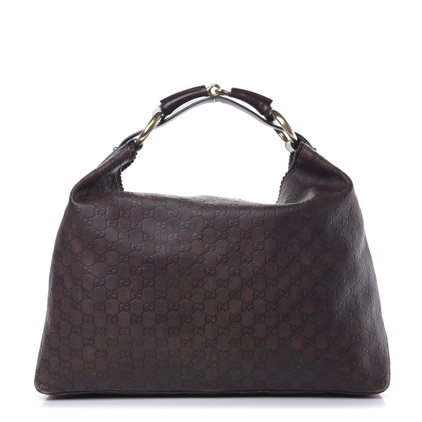 Guccissima Large Horsebit Chain Hobo Chocolate
