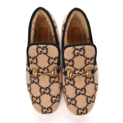 Gucci Covered Wool GG Monogram Womens Fria Horsebit Loafers 39.5 Beige Ebony Black Butterscotch 9 of 10