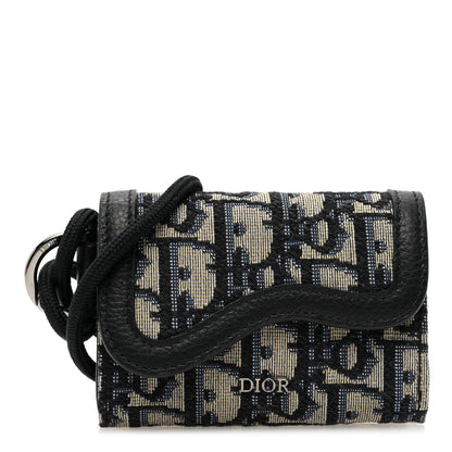 Christian Dior Oblique Calfskin Saddle Card Holder On Strap Black 1 of 10