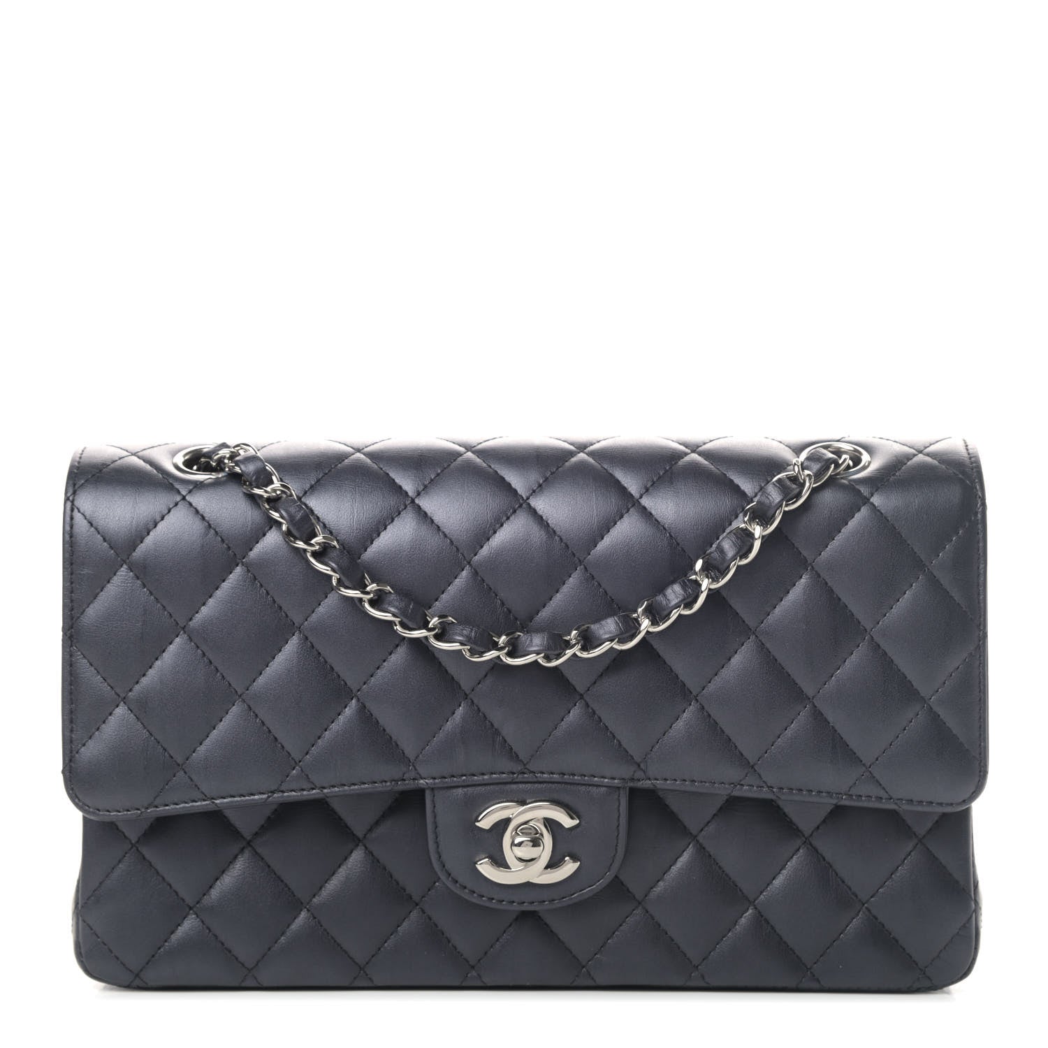 Chanel Iridescent Calfskin Quilted Medium Double Flap Charcoal 1 of 5