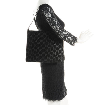 Gucci Suede Guccissima Shoulder Bag Black 2 of 8