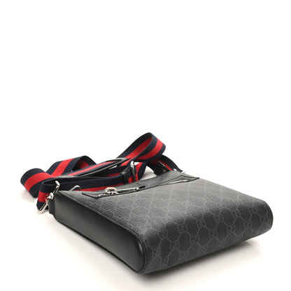 Gucci GG Supreme Monogram Web Small Flat Messenger Bag Black Grey 4 of 10