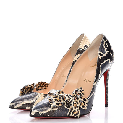 Christian Louboutin Ayers Watersnake Madame Menodo 100 Pumps 38 Black Gold 3 of 8