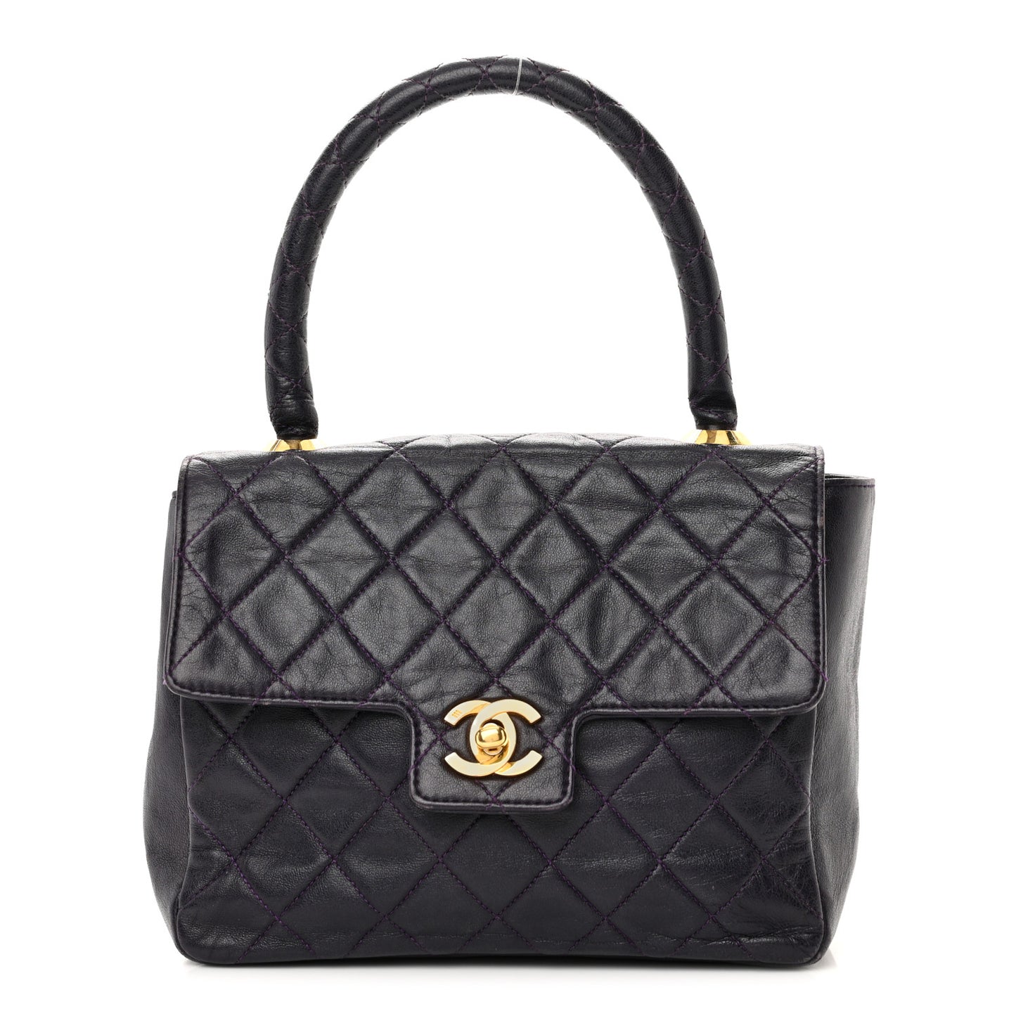 Lambskin Quilted Medium Kelly Flap Purple