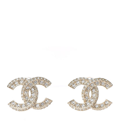Chanel Crystal Timeless CC Earrings Light Gold 1 of 5