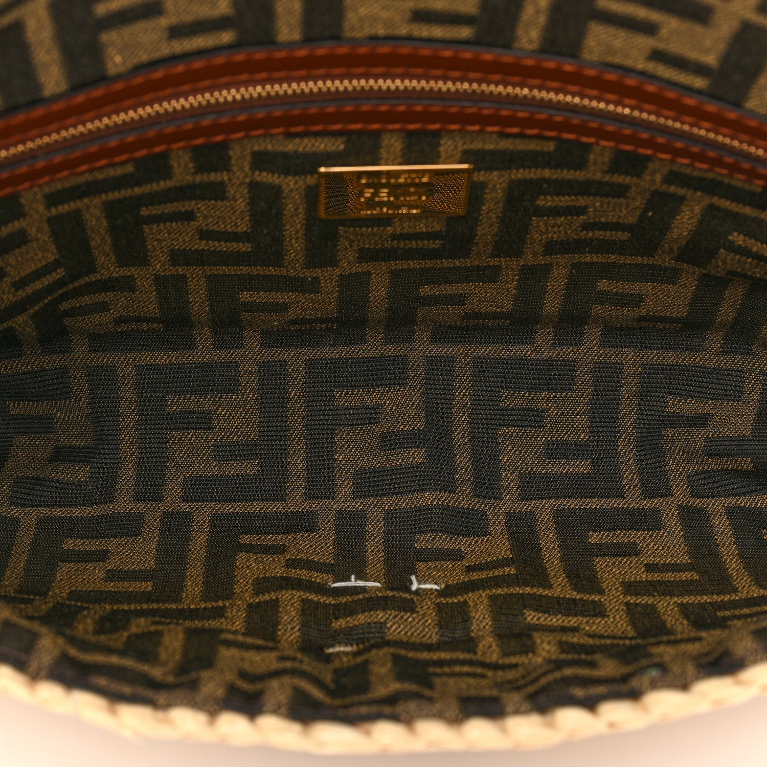 Fendi Straw Vitello King Woven Baguette Natural Ghianda 5 of 8