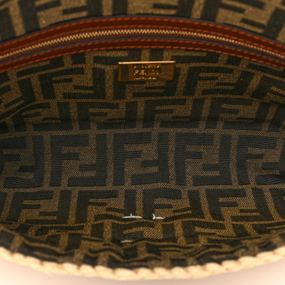 Fendi Straw Vitello King Woven Baguette Natural Ghianda 5 of 8