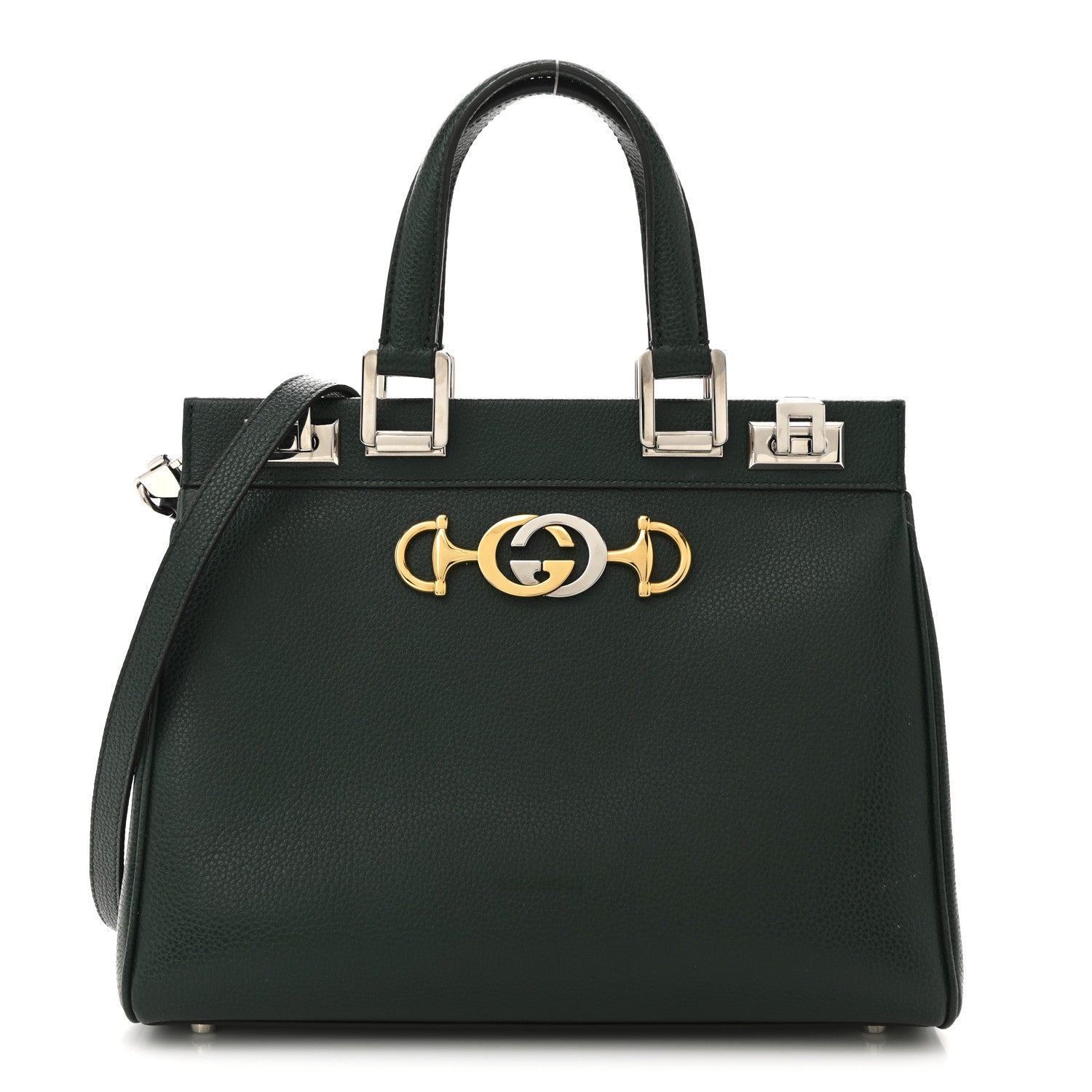 Gucci Grainy Calfskin Small Zumi Top Handle Bag Vintage Green 1 of 12