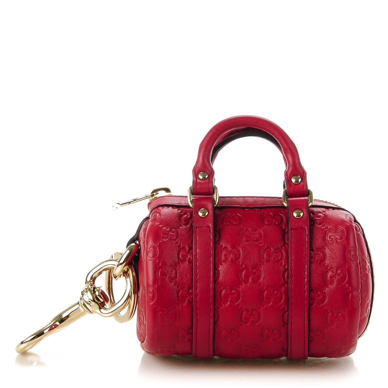 Gucci Guccissima Mini Boston Bag Charm Raspberry Red 1 of 8