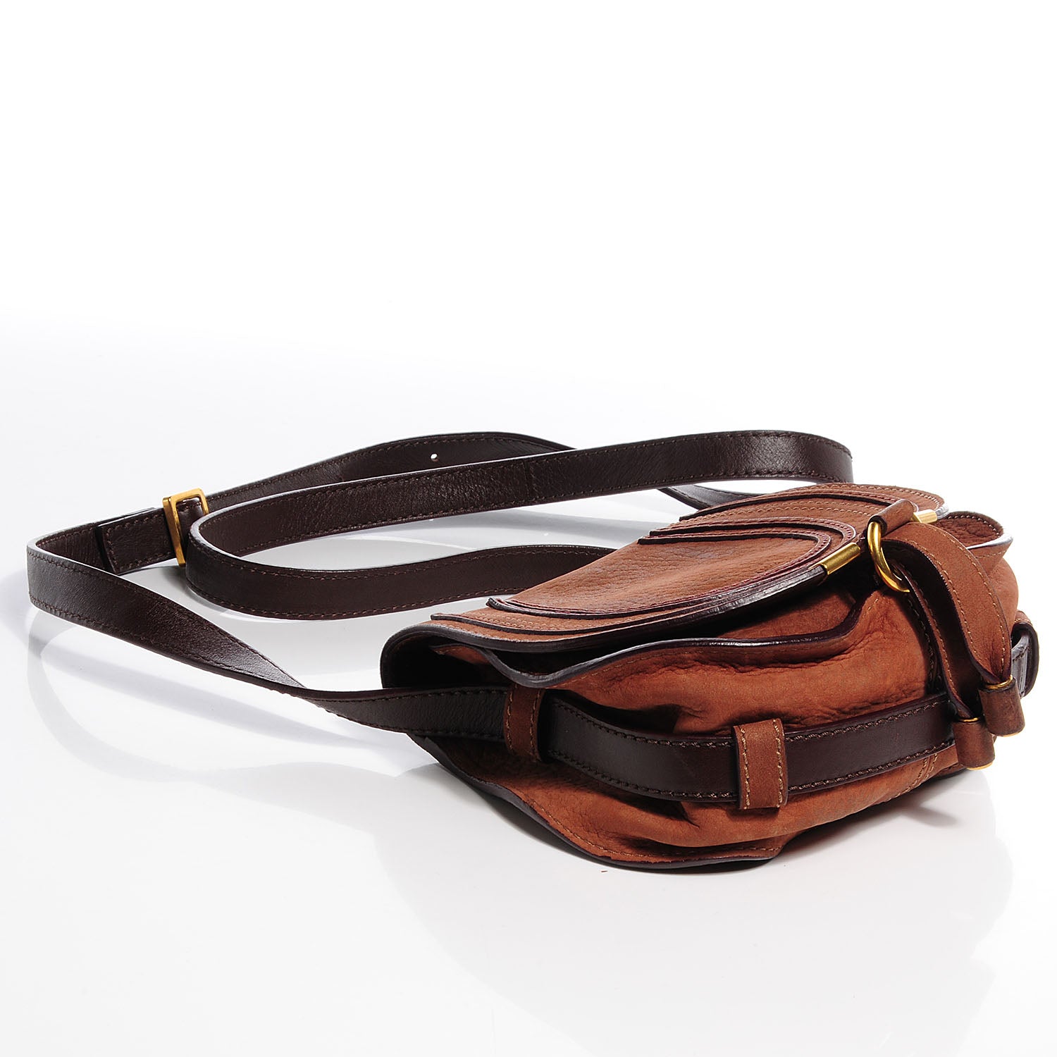 Chloe Nubuck Calfskin Mini Marcie Round Crossbody Bag Oak 4 of 8