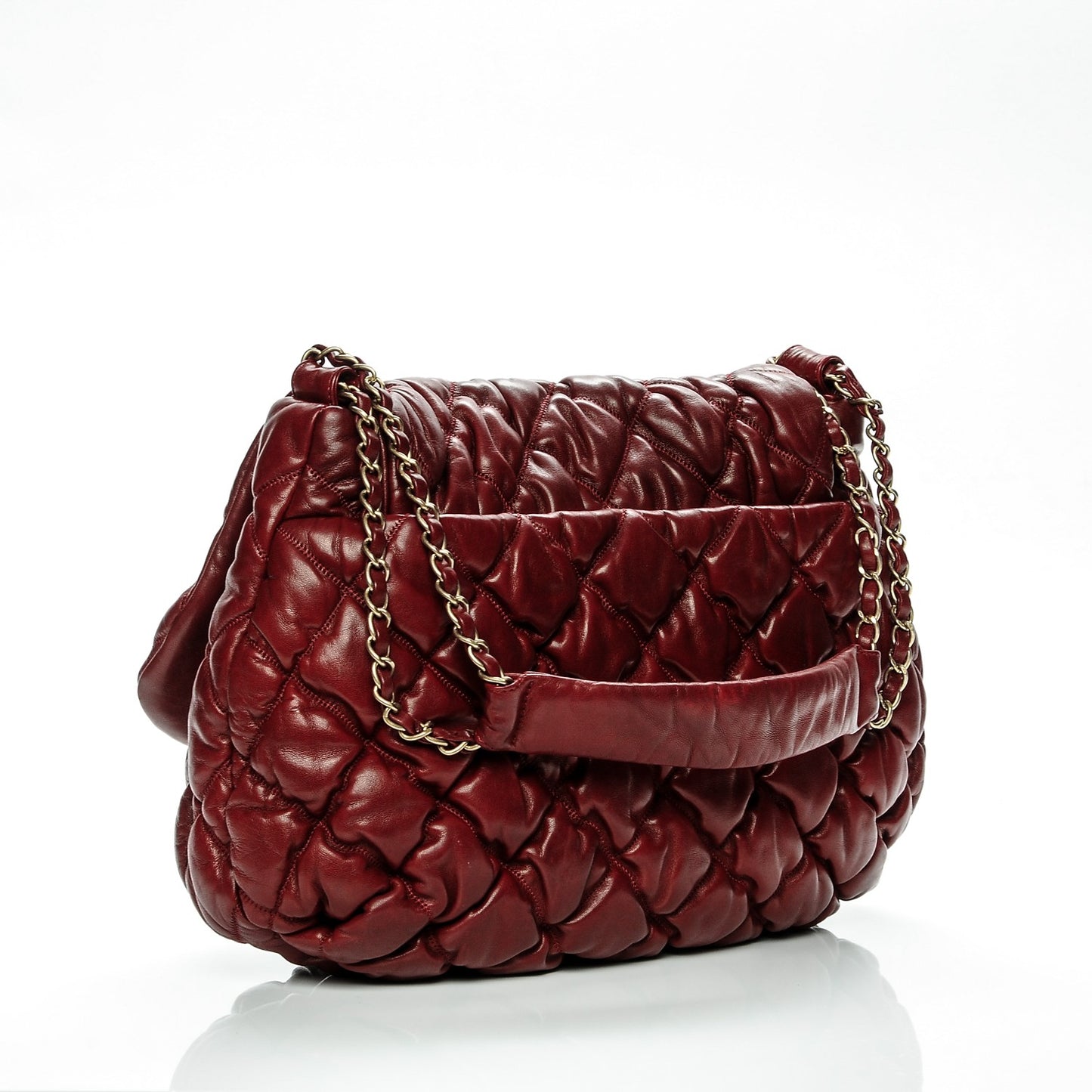 Calfskin Bubble Quilt Flap Bag Red