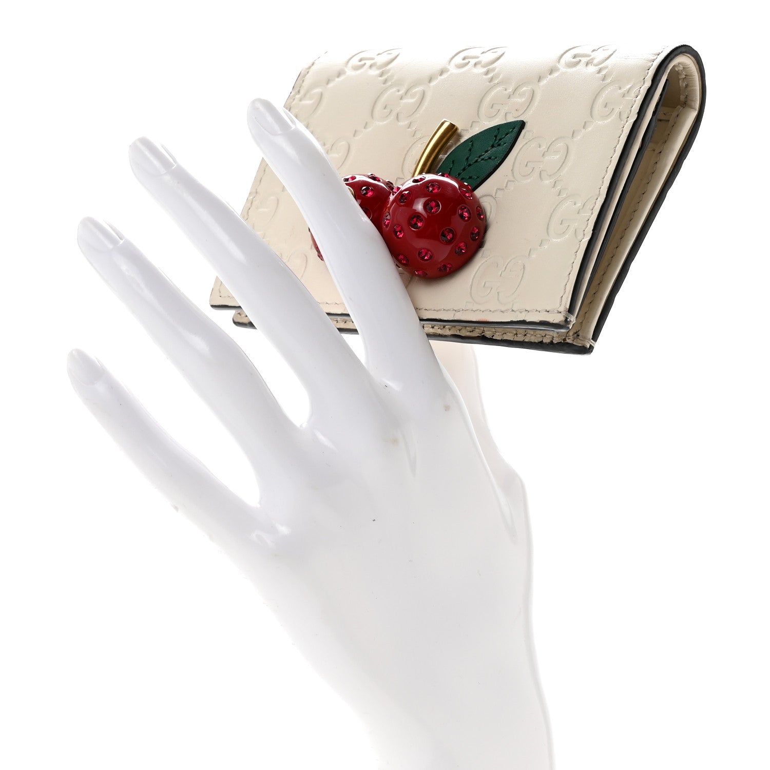 Gucci Guccissima Cherries Card Case Wallet White 2 of 11