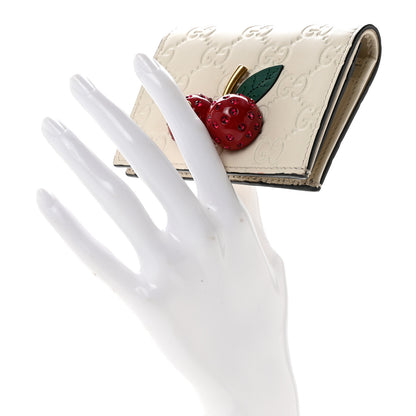 Gucci Guccissima Cherries Card Case Wallet White 2 of 11