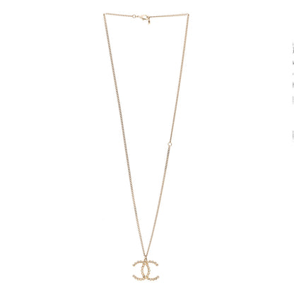 Chanel Metal Crystal CC Pendant Necklace Gold 3 of 4