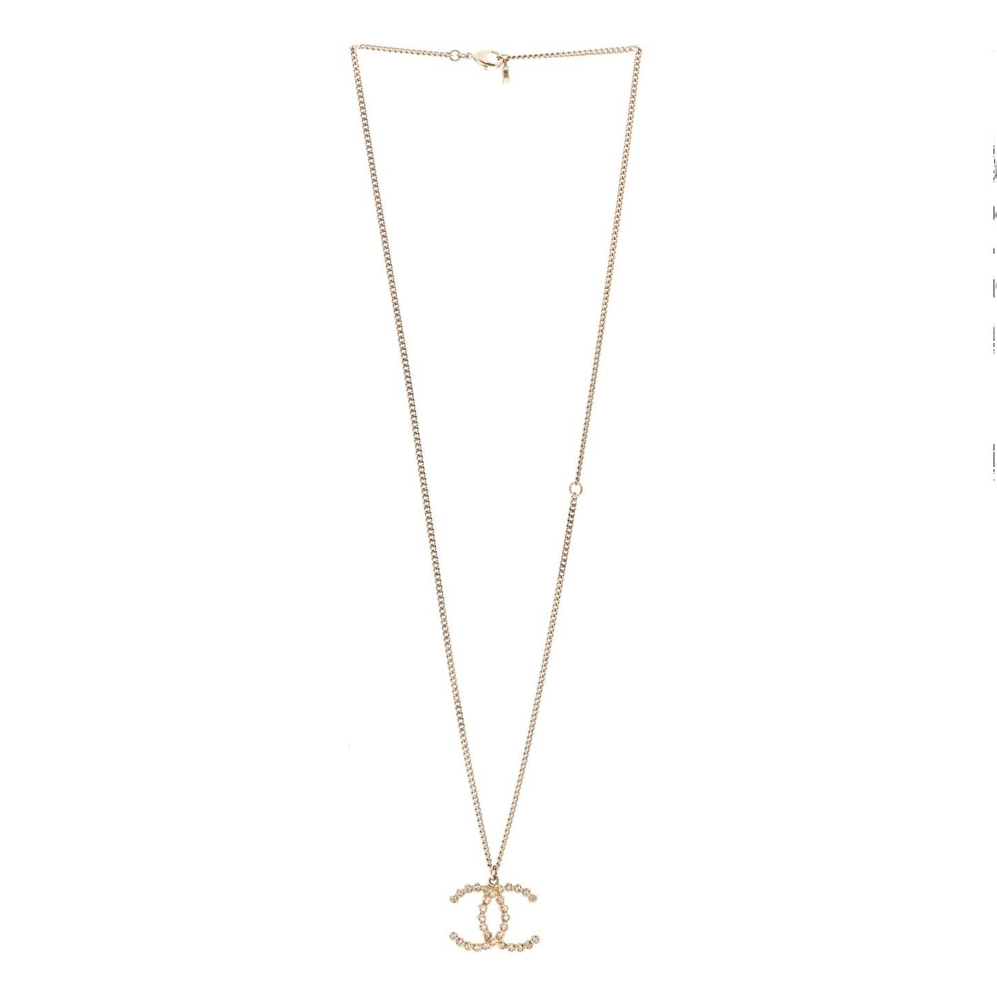 Metal Crystal CC Pendant Necklace Gold