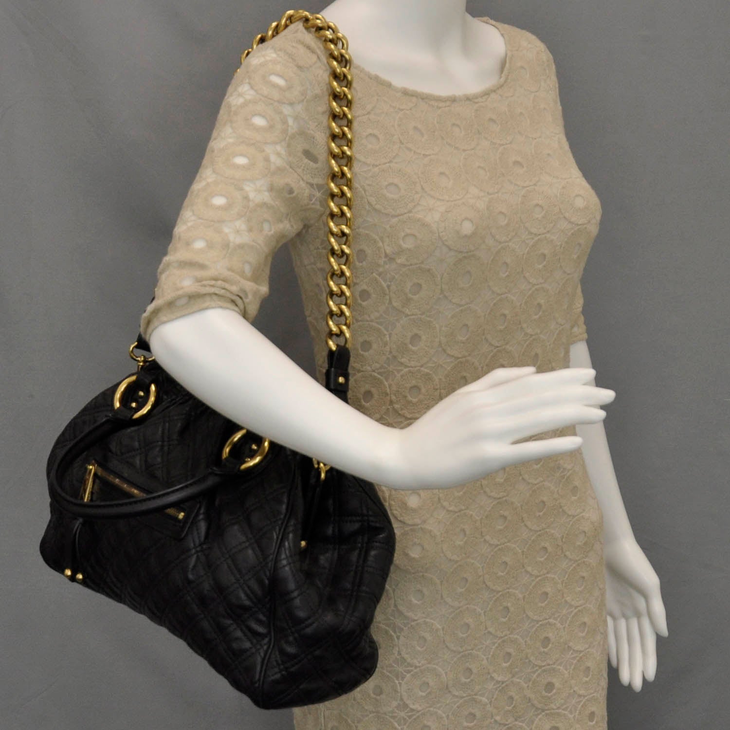 Marc Jacobs Quilted Leather Stam Black 2 of 12
