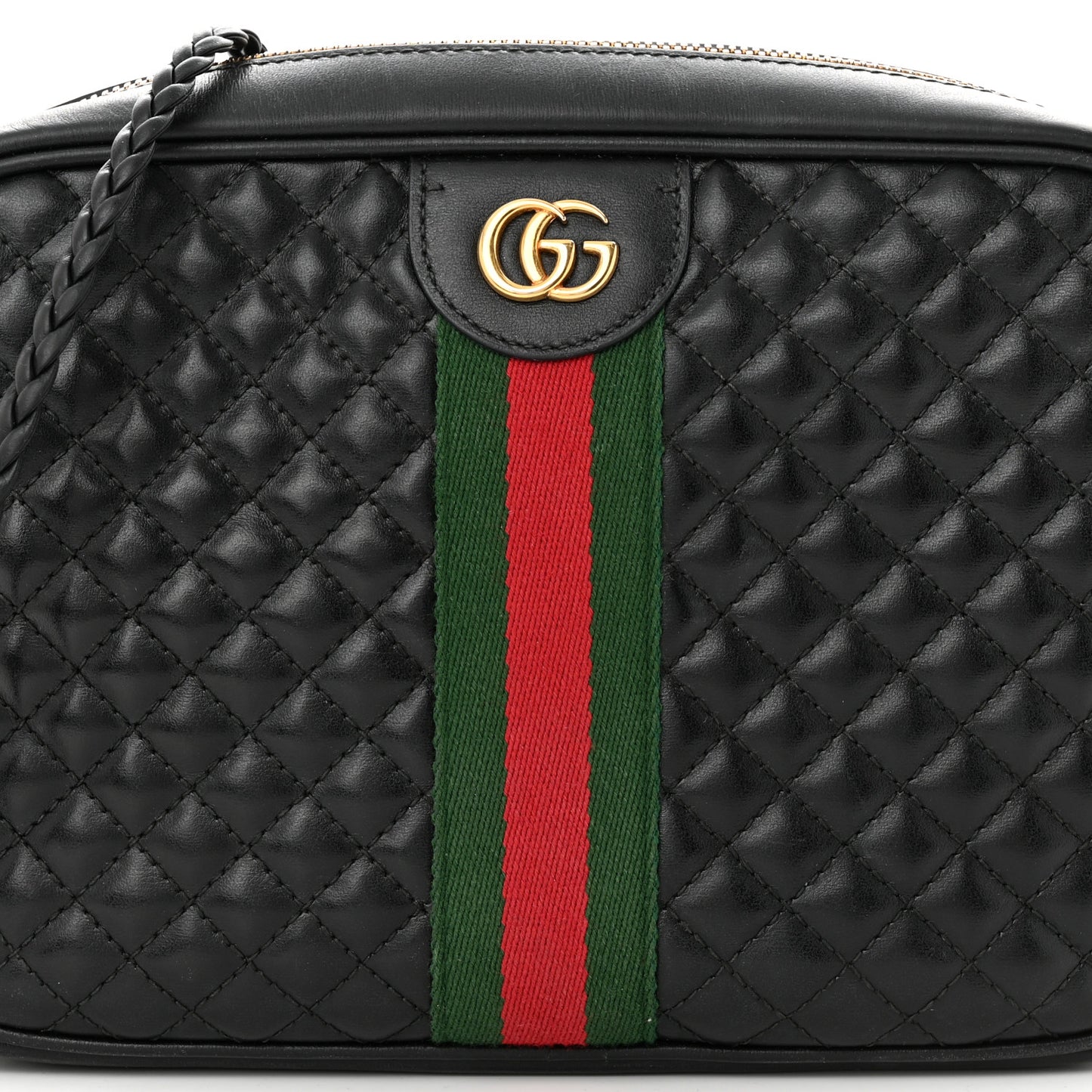 Calfskin Web Trapuntata Small GG Shoulder Bag Black