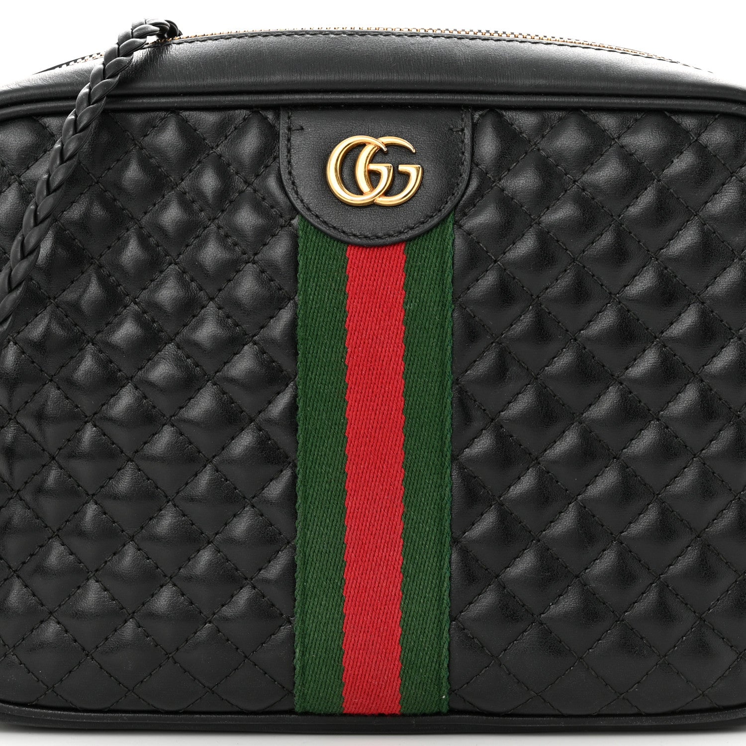 Gucci Calfskin Web Trapuntata Small GG Shoulder Bag Black 8 of 12