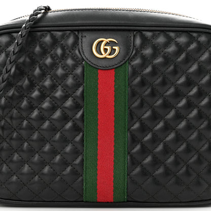 Gucci Calfskin Web Trapuntata Small GG Shoulder Bag Black 8 of 12
