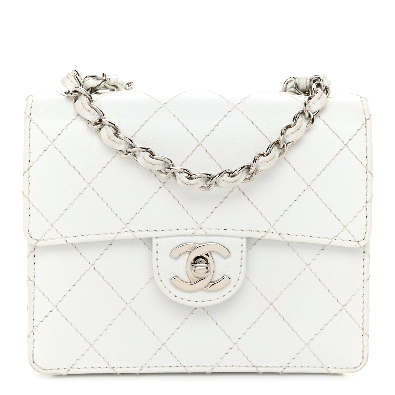 Chanel Caviar Quilted Mini Square Flap White 1 of 13