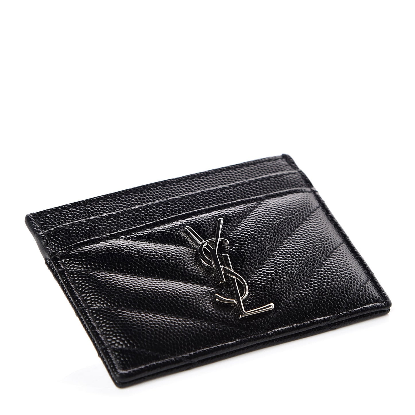 Grain De Poudre Matelasse Chevron Monogram Credit Card Case Black