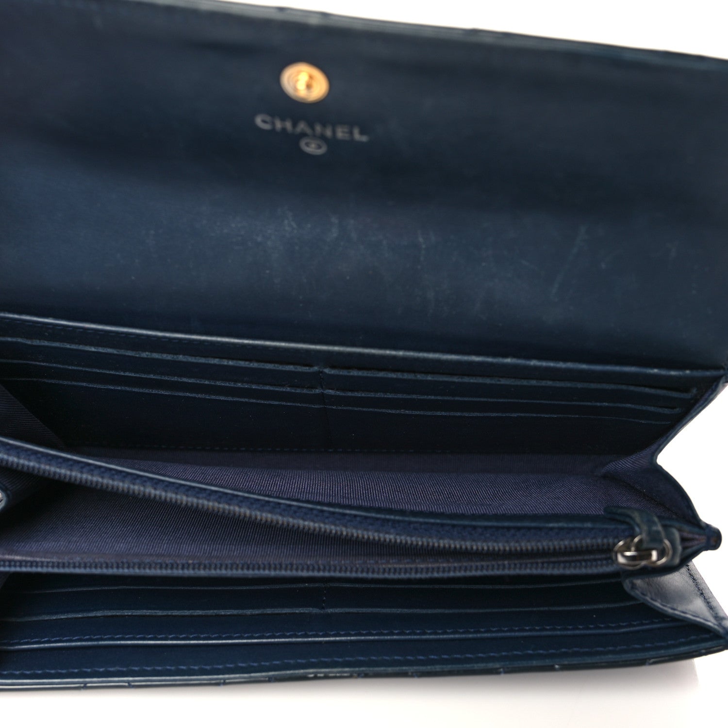Chanel Patent Quilted Large Flap Wallet Navy 5 of 10