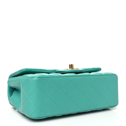 Chanel Lambskin Quilted Mini Rectangular Flap  Turquoise 4 of 10