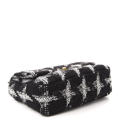 Chanel Tweed Quilted Medium 19 Flap Black White 4 of 10