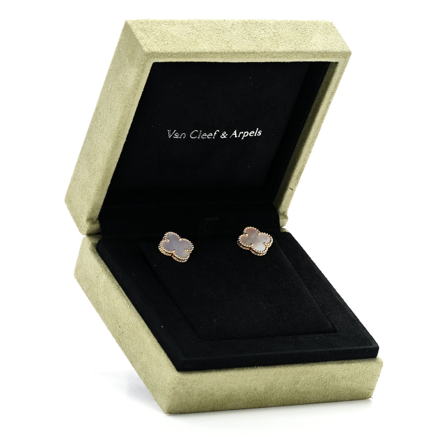 18K Yellow Gold Mother of Pearl Vintage Alhambra Earrings