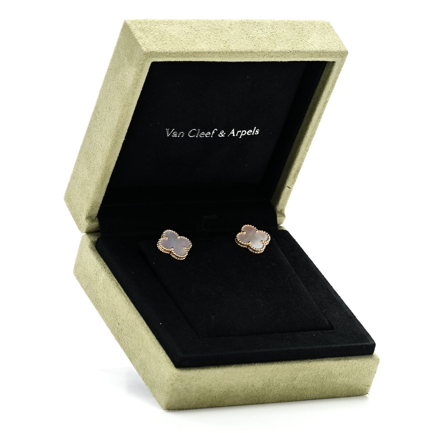 Van Cleef & Arpels 18K Yellow Gold Mother of Pearl Vintage Alhambra Earrings 5 of 5